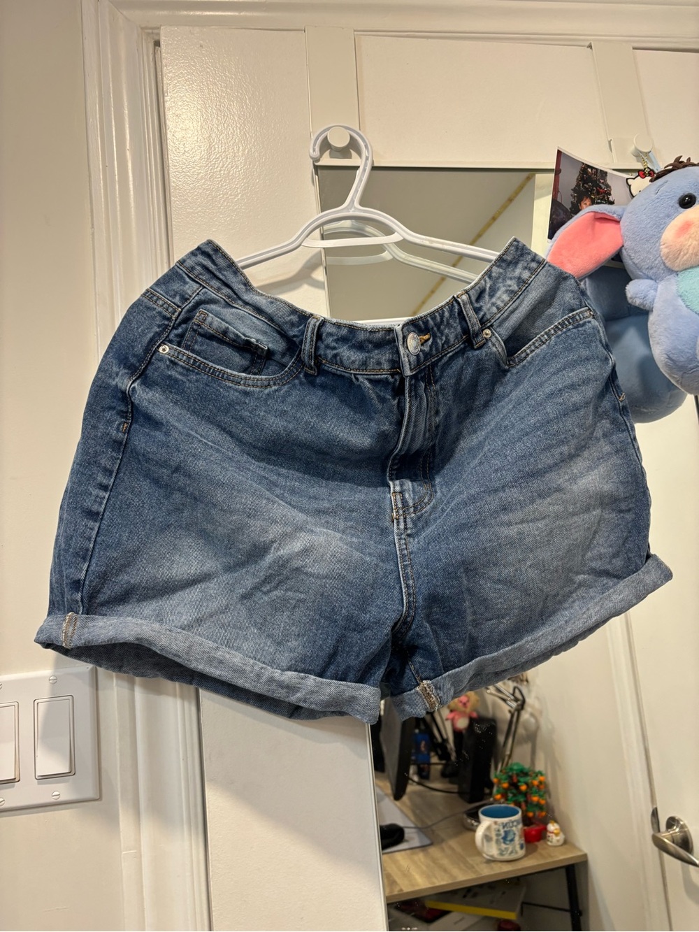 H&M Light Blue Paperbag Waist Denim Shorts
